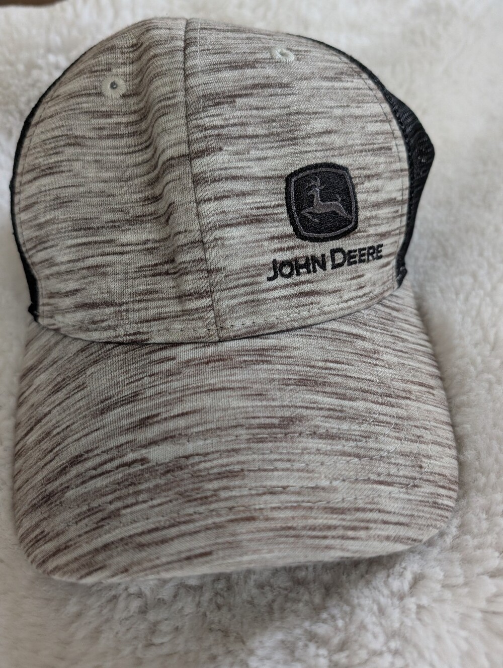 John Deere Beige Heathered and Black Mesh Logo Cap One Size Fits All